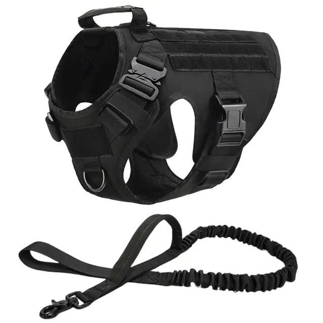 Pet K9 Tactical Military Vest -Training Dog Harness and Leash Set For All Breeds Dogs