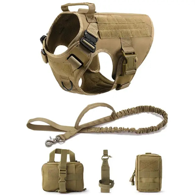 Pet K9 Tactical Military Vest -Training Dog Harness and Leash Set For All Breeds Dogs