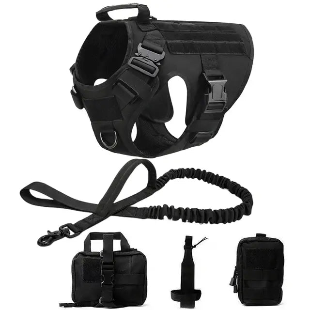 Pet K9 Tactical Military Vest -Training Dog Harness and Leash Set For All Breeds Dogs