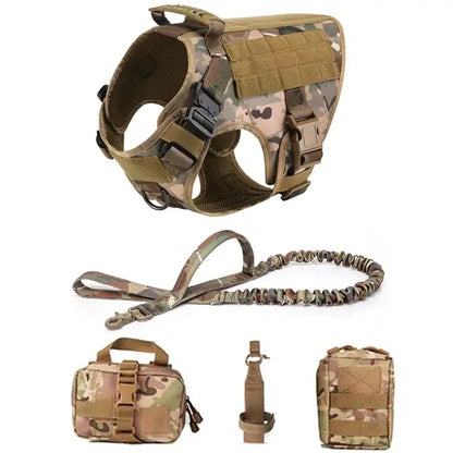 Pet K9 Tactical Military Vest -Training Dog Harness and Leash Set For All Breeds Dogs