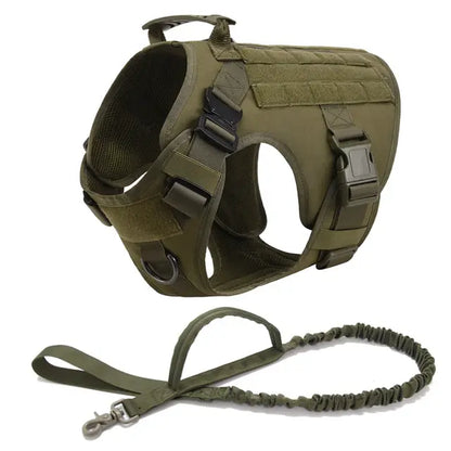 Pet K9 Tactical Military Vest -Training Dog Harness and Leash Set For All Breeds Dogs