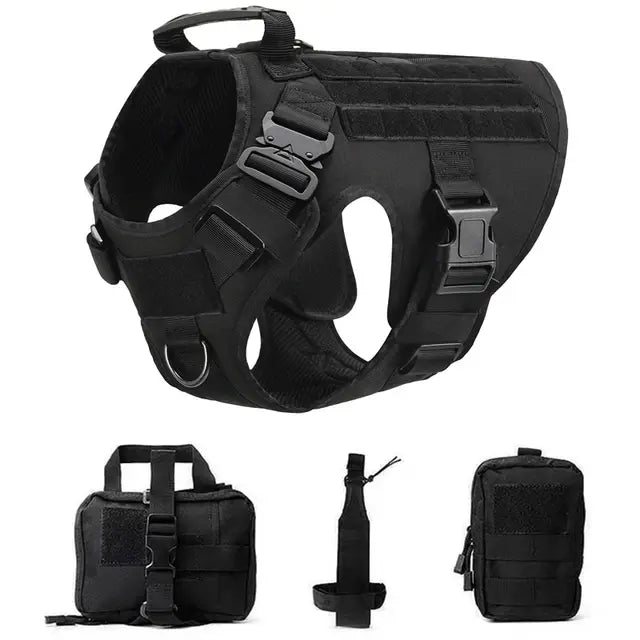 Pet K9 Tactical Military Vest -Training Dog Harness and Leash Set For All Breeds Dogs