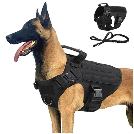 Pet K9 Tactical Military Vest -Training Dog Harness and Leash Set For All Breeds Dogs