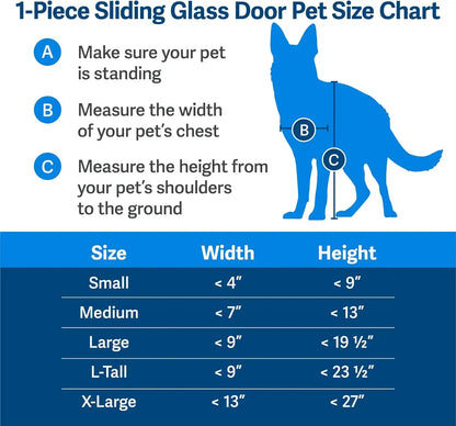 PetSafe 1-Piece Sliding Glass Pet Door for Dogs & Cats - Adjustable Height 757/8" to 80 11/16" Large-Tall, White, No-Cut Install