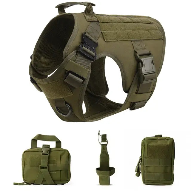 Pet K9 Tactical Military Vest -Training Dog Harness and Leash Set For All Breeds Dogs