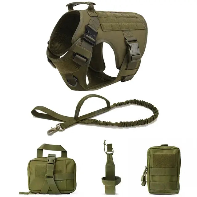 Pet K9 Tactical Military Vest -Training Dog Harness and Leash Set For All Breeds Dogs