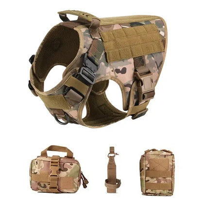 Pet K9 Tactical Military Vest -Training Dog Harness and Leash Set For All Breeds Dogs