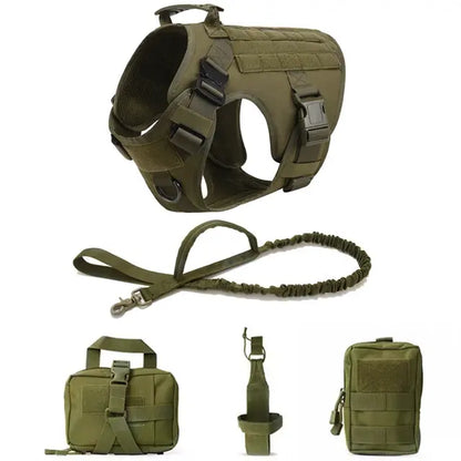 Pet K9 Tactical Military Vest -Training Dog Harness and Leash Set For All Breeds Dogs