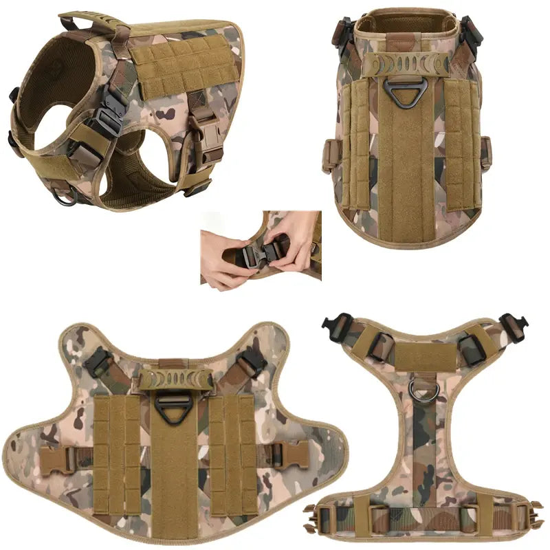 Pet K9 Tactical Military Vest -Training Dog Harness and Leash Set For All Breeds Dogs